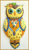 Painted Metal Owl Wall Hanging - Decorative Wall Art 24"  -Outdoor Wall Art